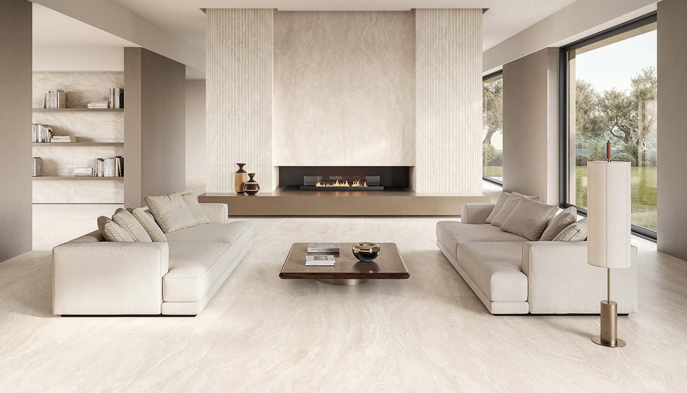 Dual Travertine Roma Magna White - montată într-o cameră