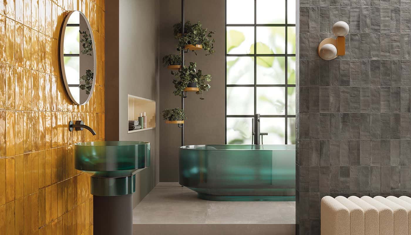Forme Majolica Lux Majolica Ocra Lux - montată într-o cameră
