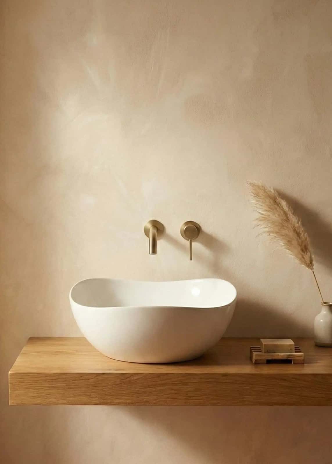 Lavoar ceramic A708 - alb lucios, formă atipică cu linii fluide - montat
