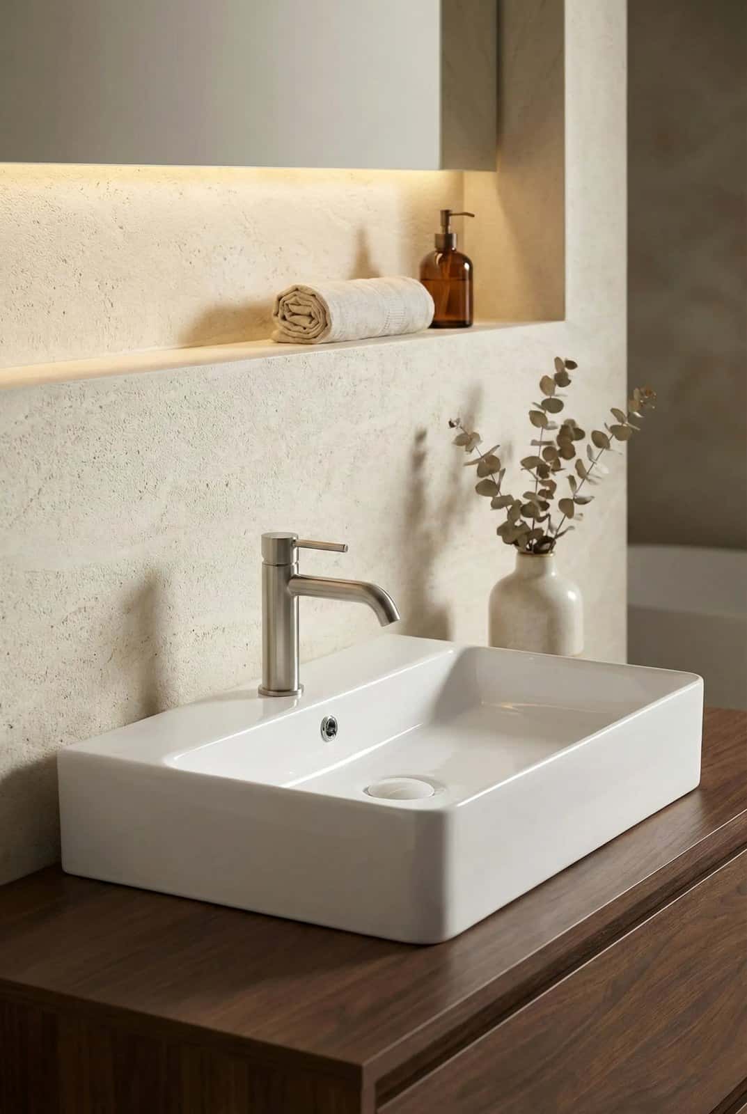 Lavoar ceramic dreptunghiular A451 - alb lucios - montat