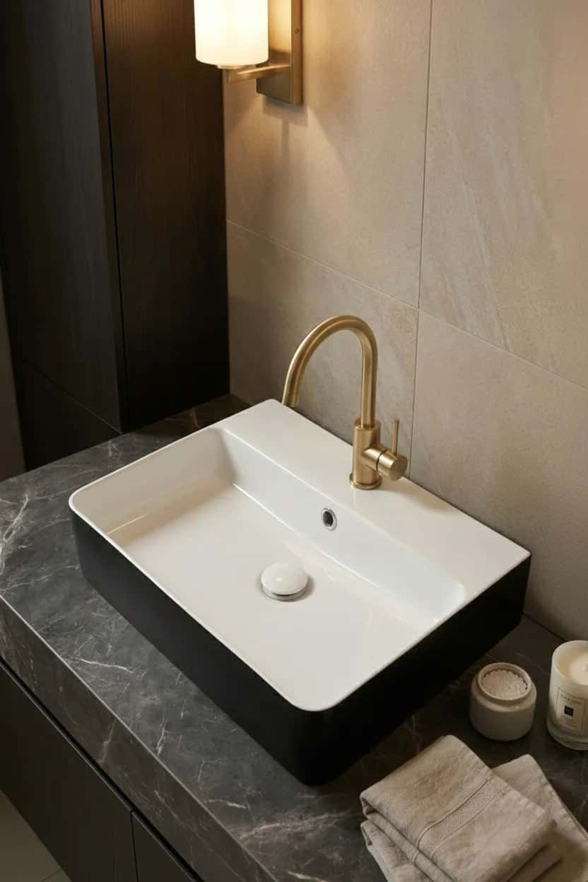 Lavoar ceramic dreptunghiular A451-CBKW - montat