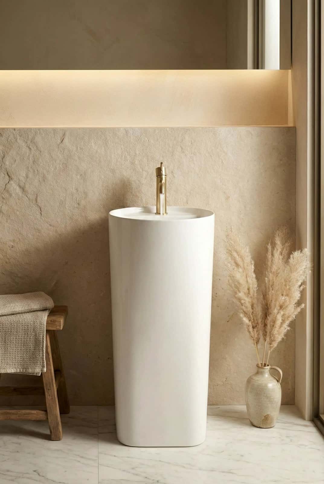 Lavoar ceramic freestanding H24 - alb lucios - montat