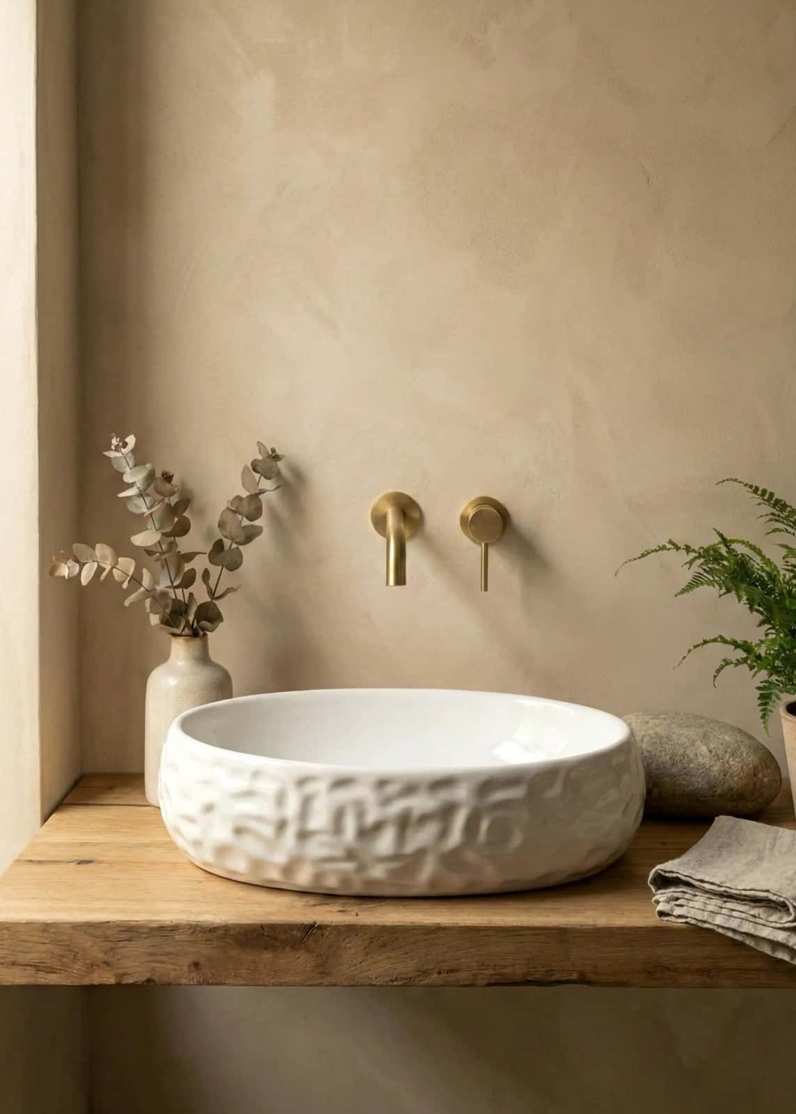Lavoar ceramic oval A252BT - alb lucios, exterior reliefat - montat