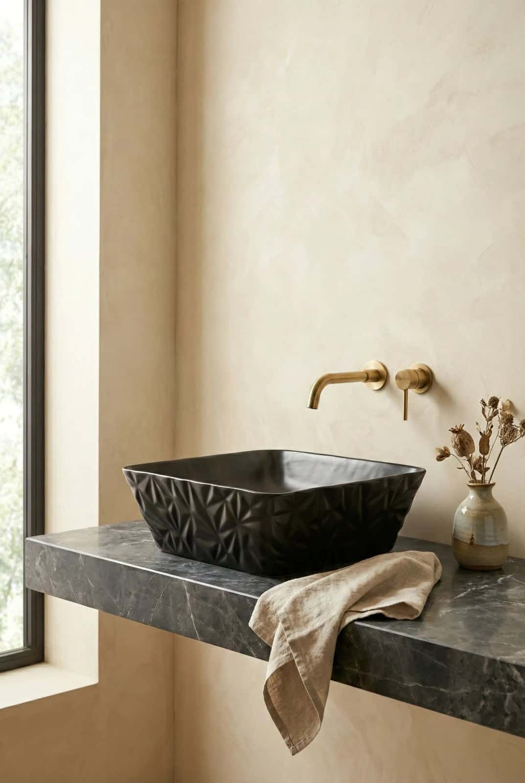 Lavoar ceramic pătrat A822-CBK-M - negru mat - montat