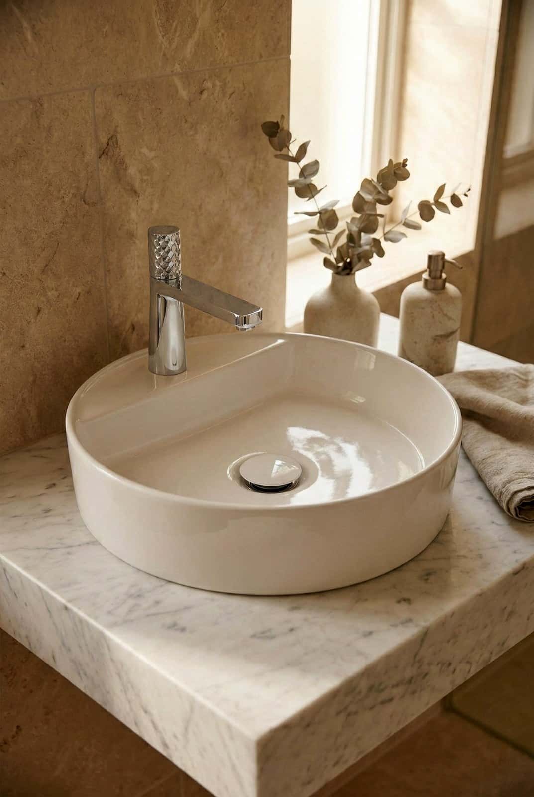 Lavoar ceramic rotund A759 - alb lucios - montat