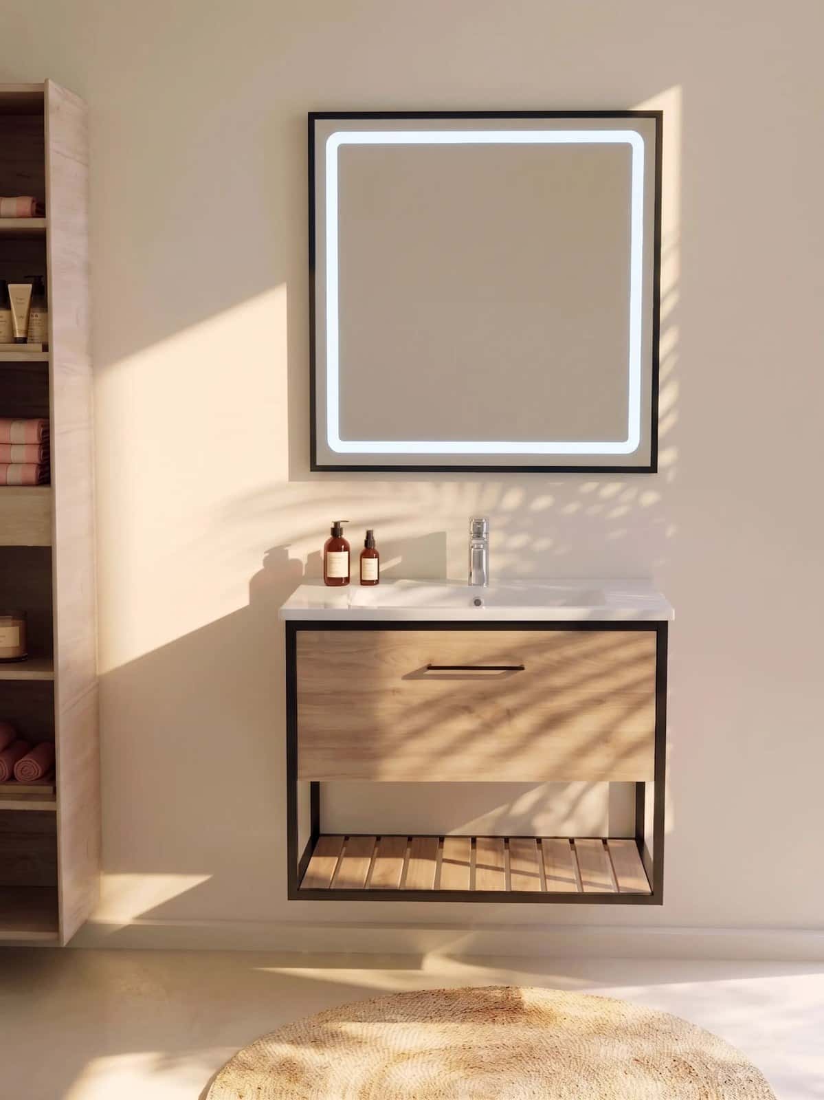 Mobilier baie suspendat cu lavoar ceramic Loft Scandi Seville - montat