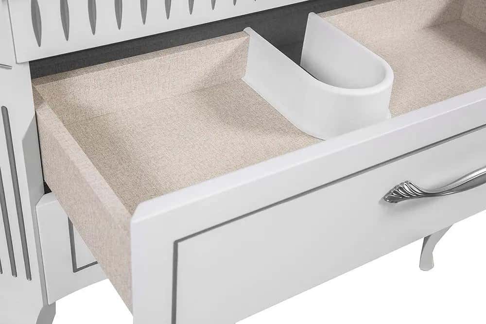 Mobilier de baie pe pardoseală Royal, Alb+argintiu - montat