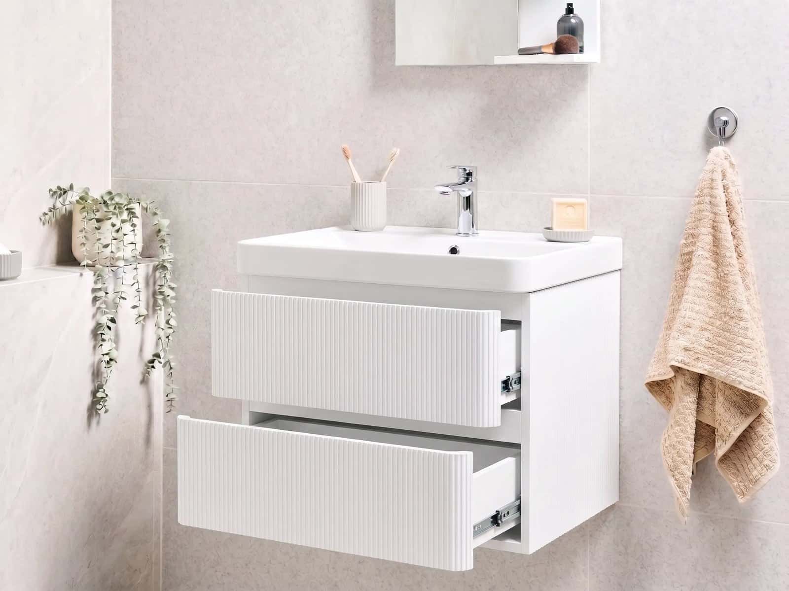Mobilier de baie suspendat Accent Lux alb - montat