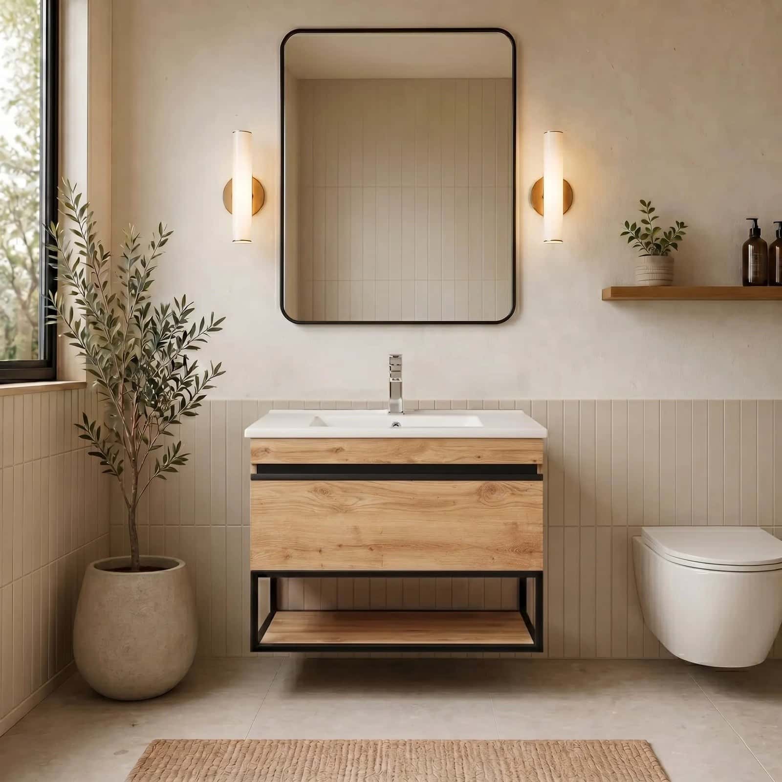 Mobilier de baie suspendat Loft Iron, Seville - montat