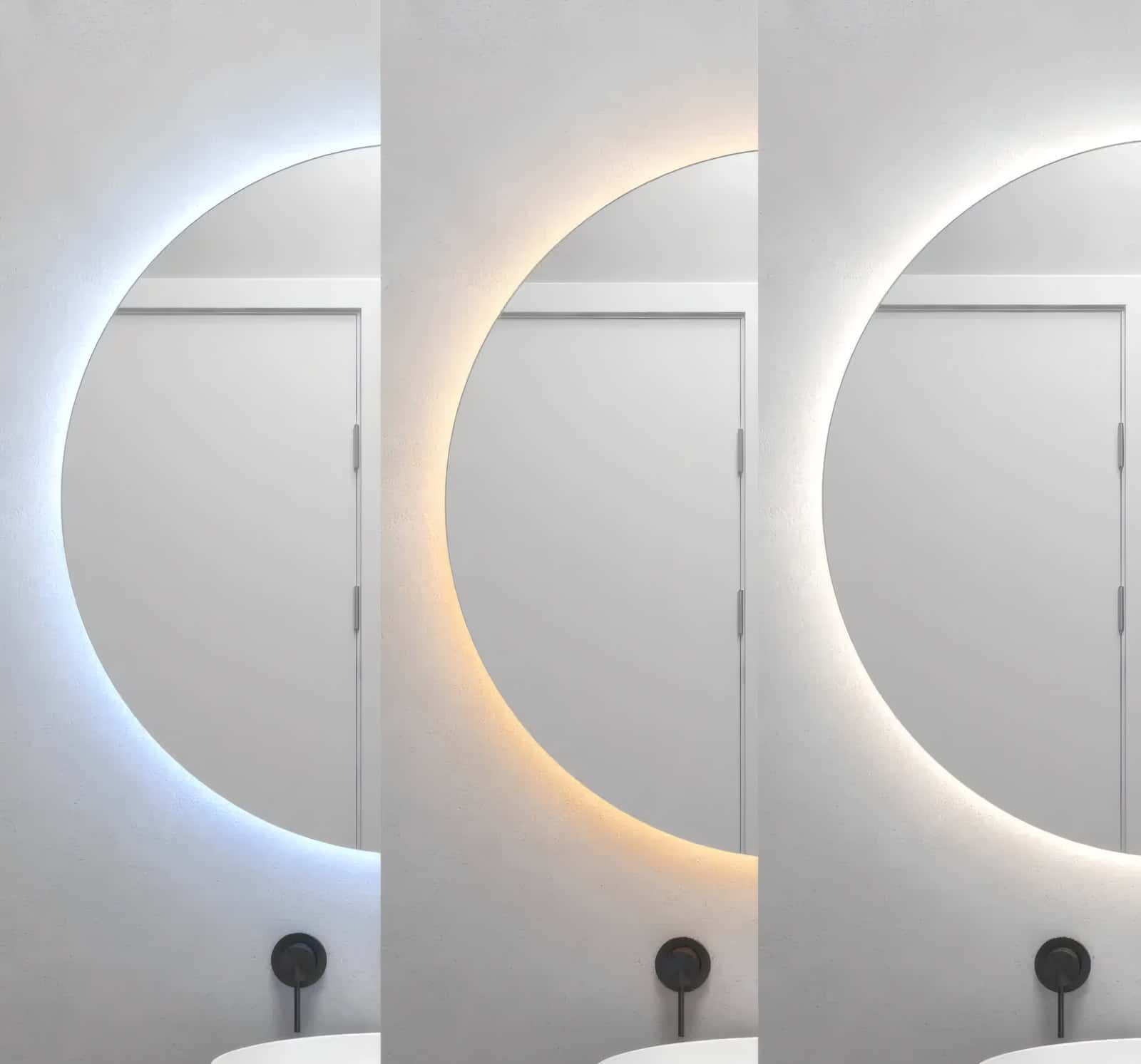 Oglindă baie LED ⌀60 cm / ⌀70 cm / ⌀80 cm / ⌀90 cm rotundă, 3 nuanțe de lumină, dezaburire și touch control J-170 - montat
