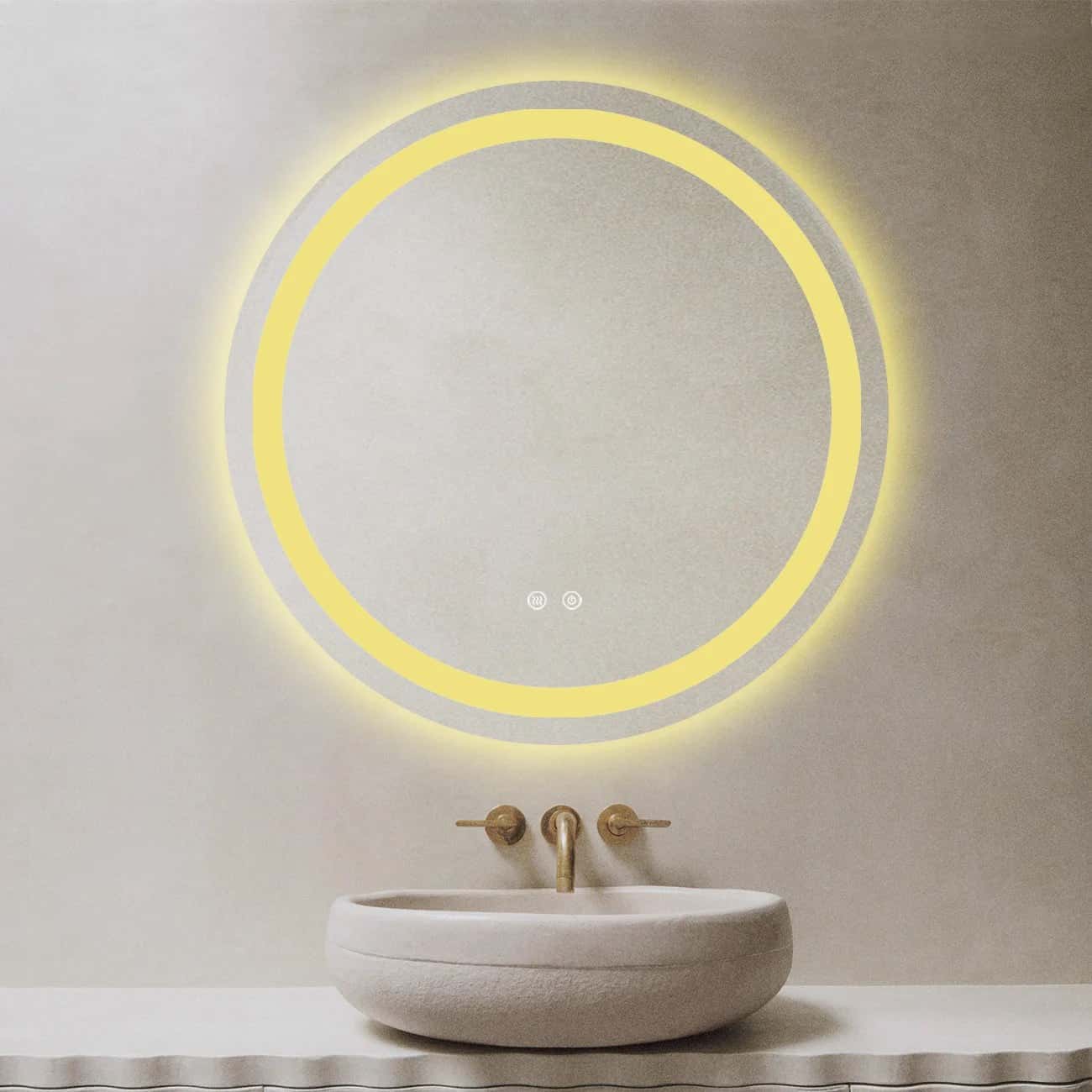 Oglindă Baie LED rotundă 70 cm cu funcție Dezaburire , J105 - montat