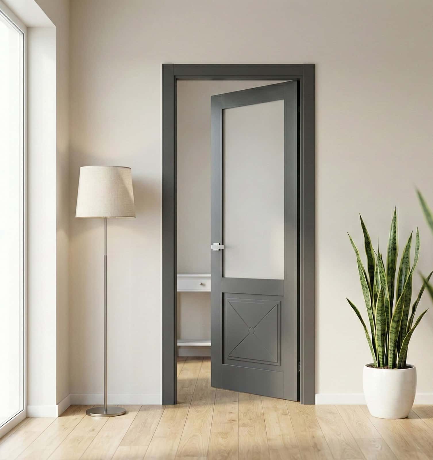 Ușă de interior ML-1102 cu sticlă satinată - montat