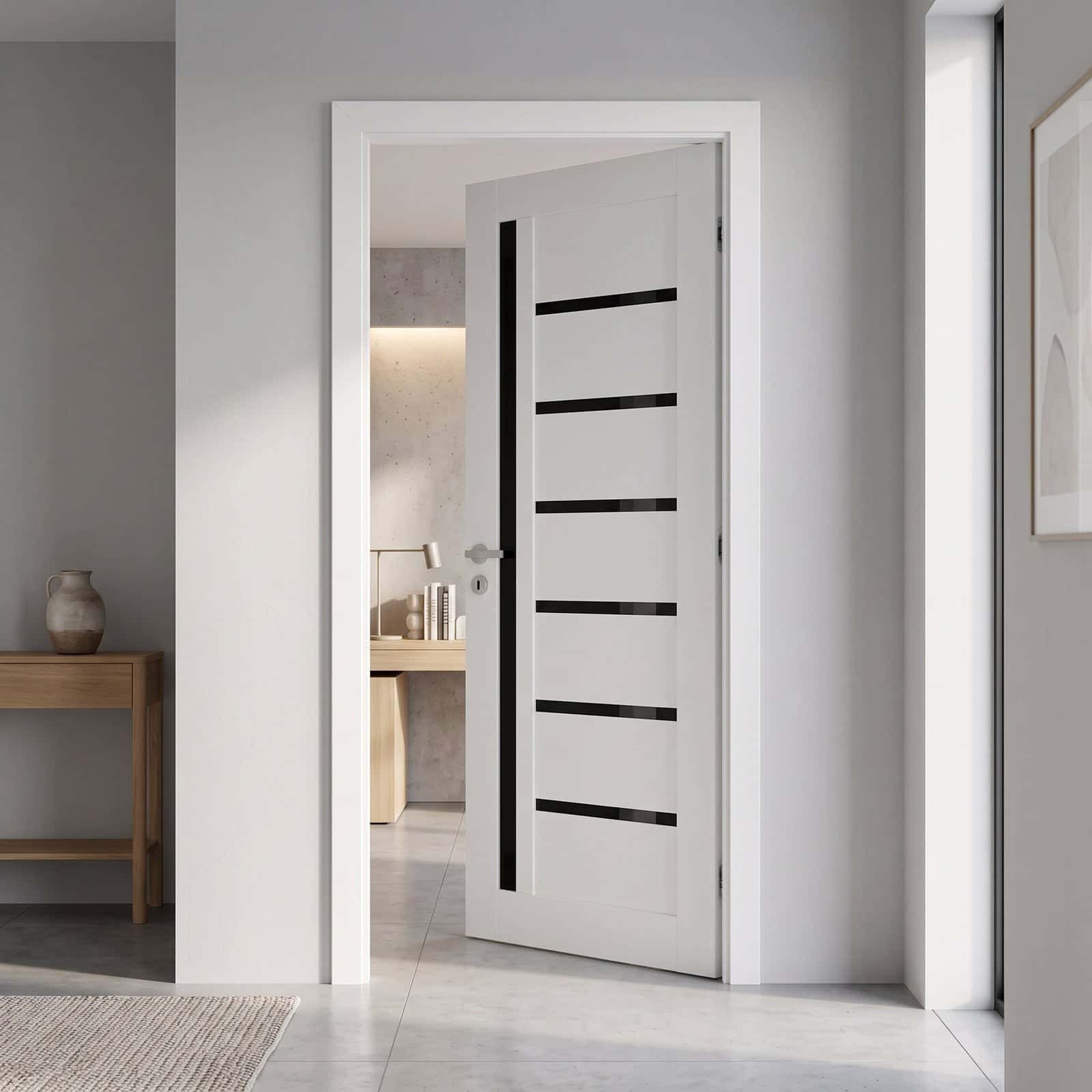 Ușă de interior ML-16 - sticlă neagră - montat