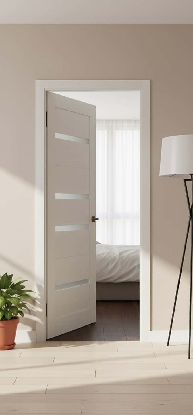 Ușă de interior ML-57 cu 4 inserții de sticlă și design modern - montat