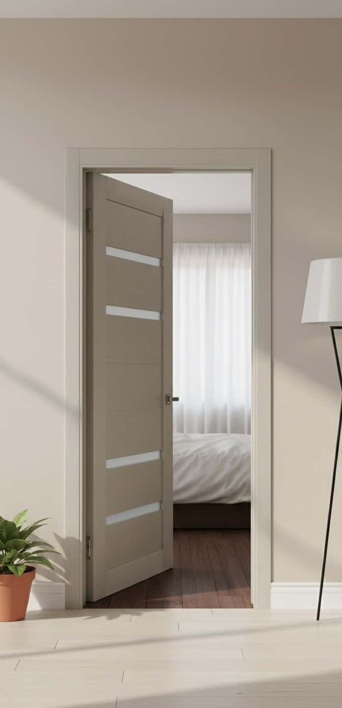 Ușă de interior ML-58 cu design geometric și inserții de sticlă - montat