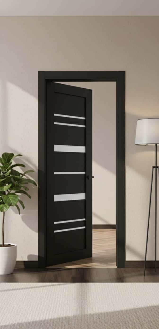 Ușă de interior T05-design cu inserții orizontale din sticlă - montat