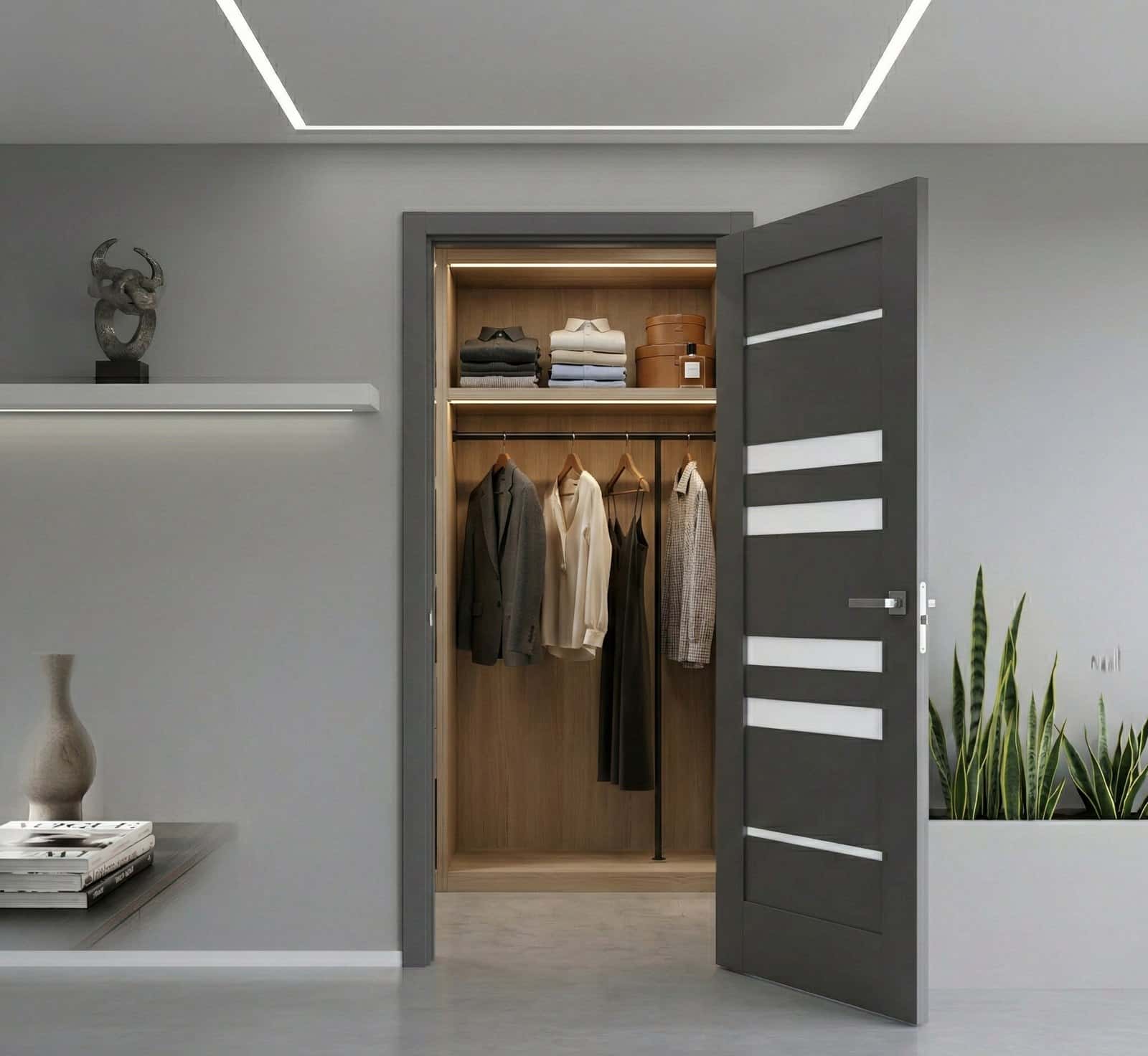 Ușă interior Rino 06 Graphite Silk Mat - montat