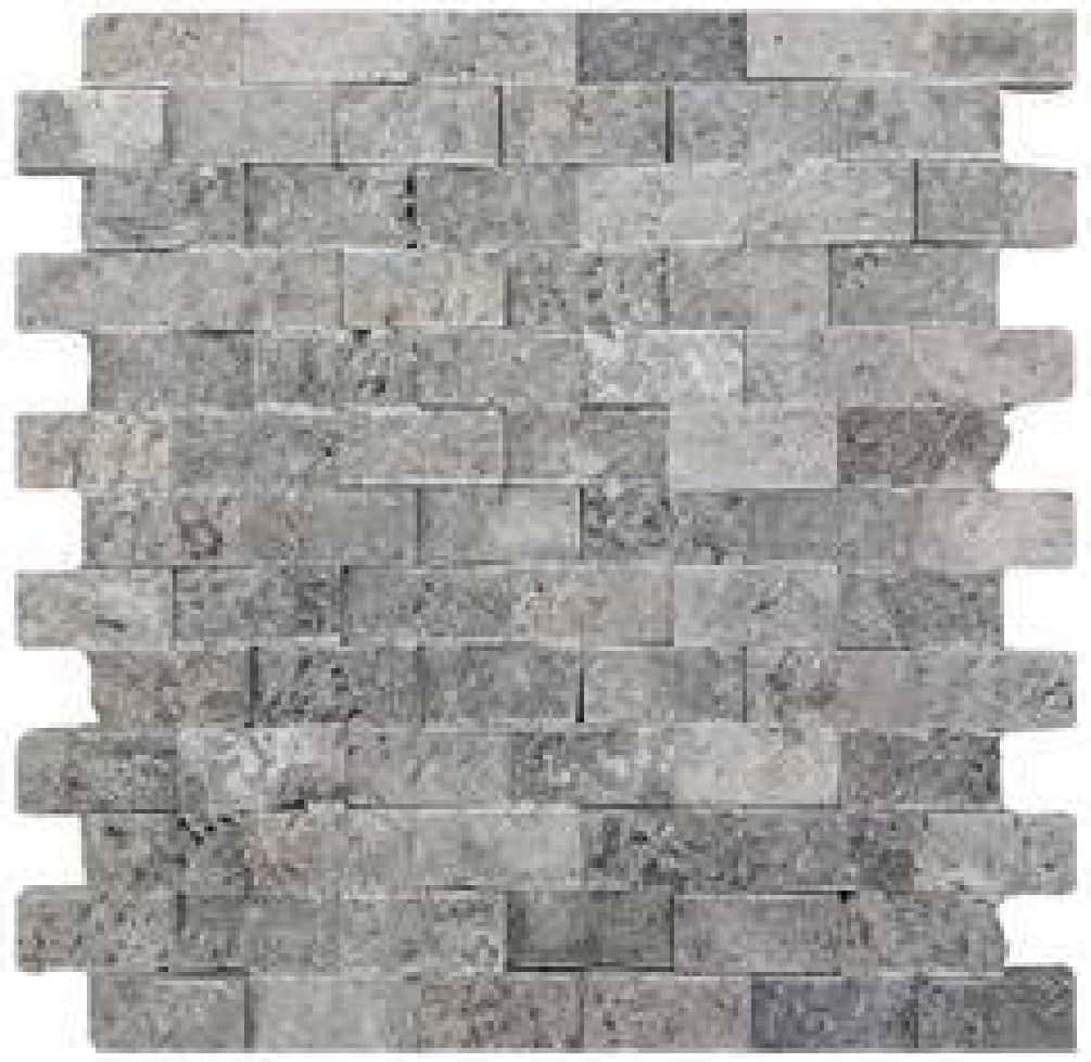 Mozaic din travertin Silver Mix Splitface - textură
