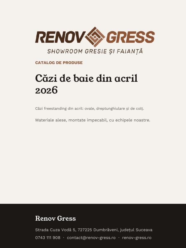 Coperta catalogului Căzi de baie din acril