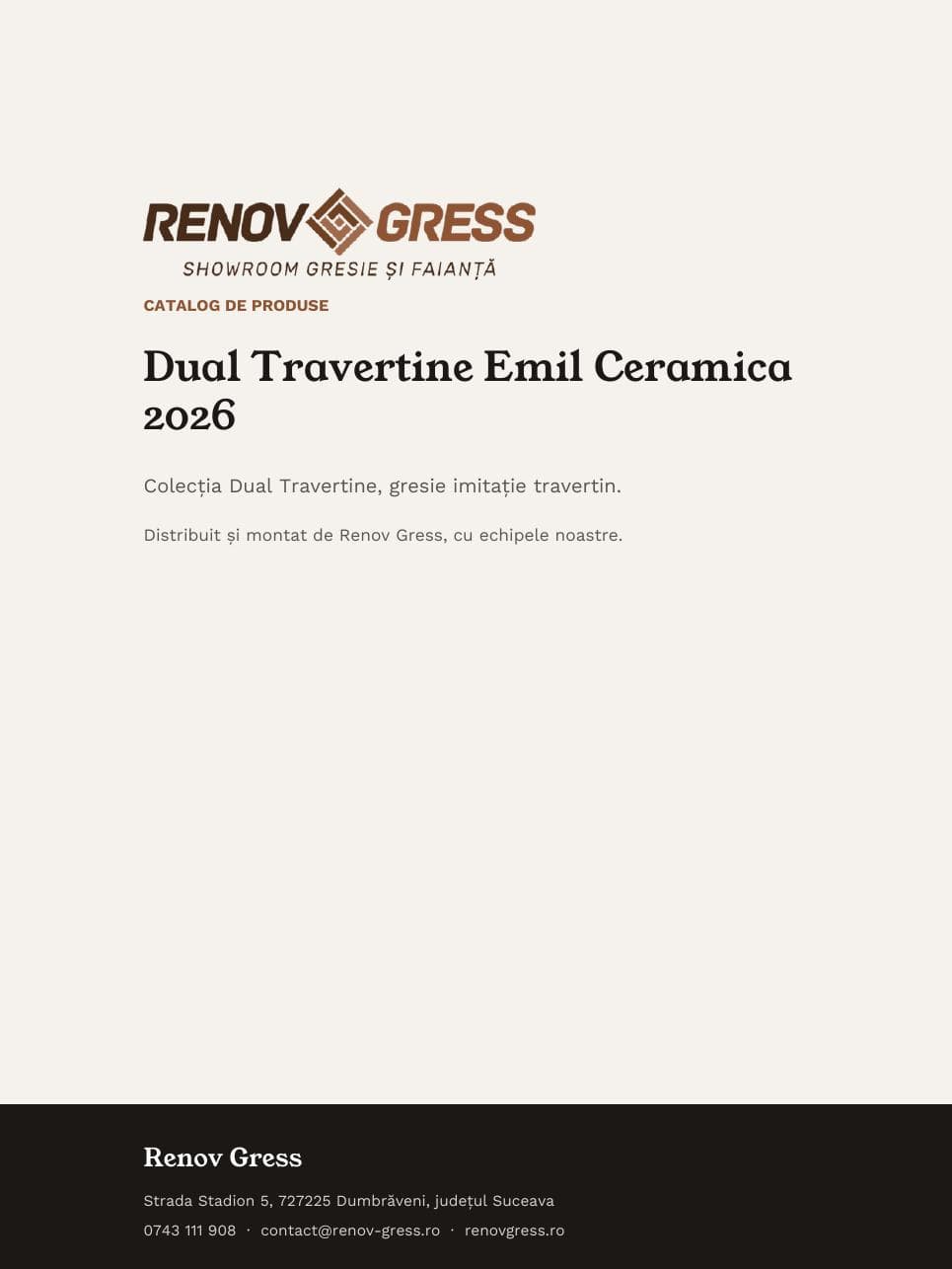 Coperta catalogului emil-dual-travertine