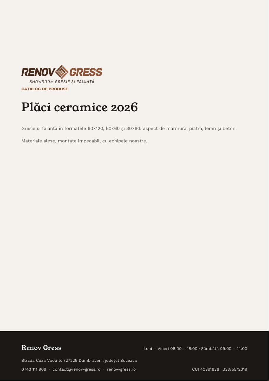 Coperta catalogului Plăci ceramice 2026