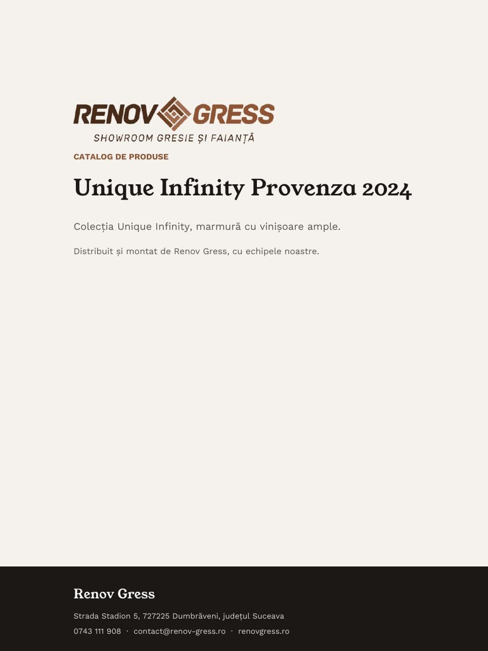Coperta catalogului provenza-unique-infinity