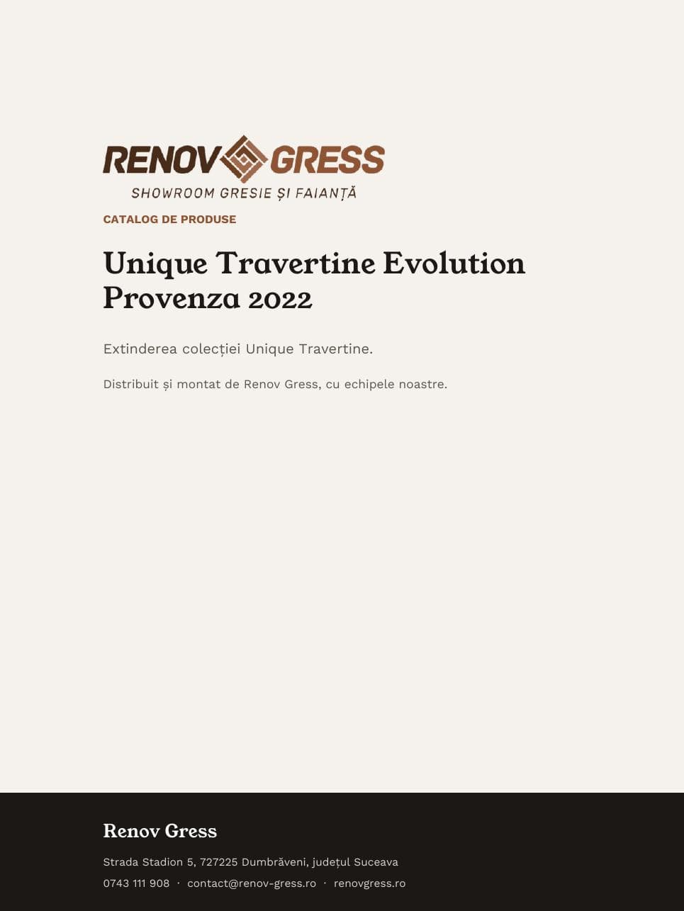 Coperta catalogului provenza-unique-travertine-evolution