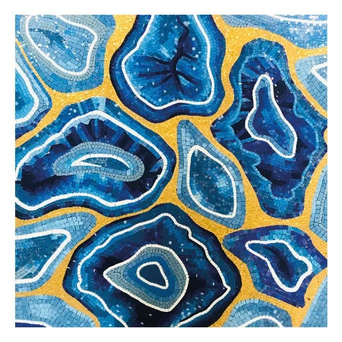 Tablou din mozaic Blue Agate, 110×110 cm