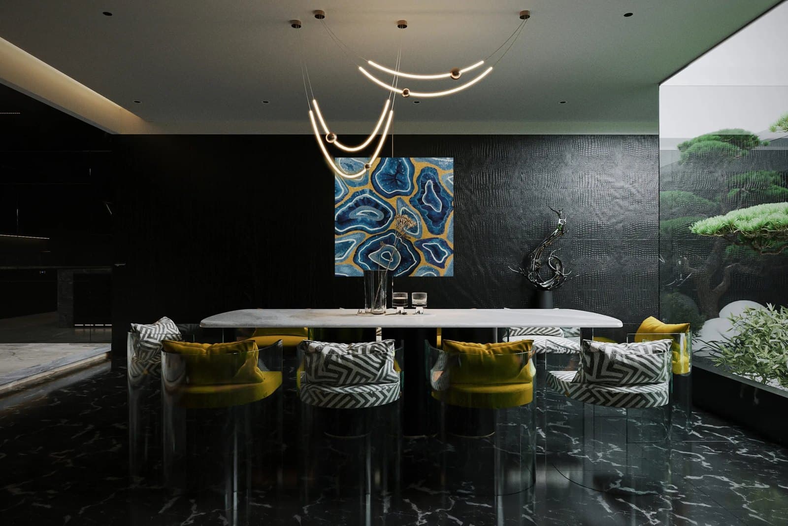 Tablou din mozaic Blue Agate, 110×110 cm - poza 2
