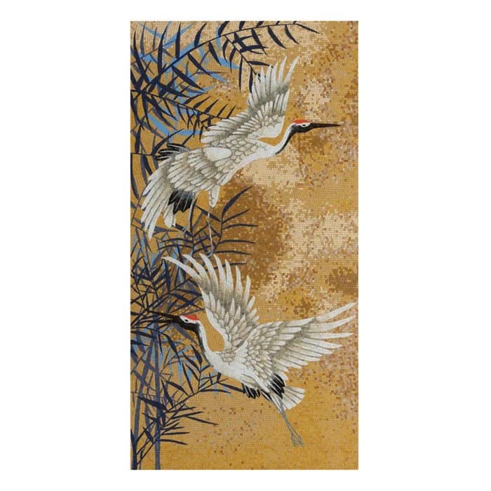 Tablou din mozaic Cranes, 110×220 cm