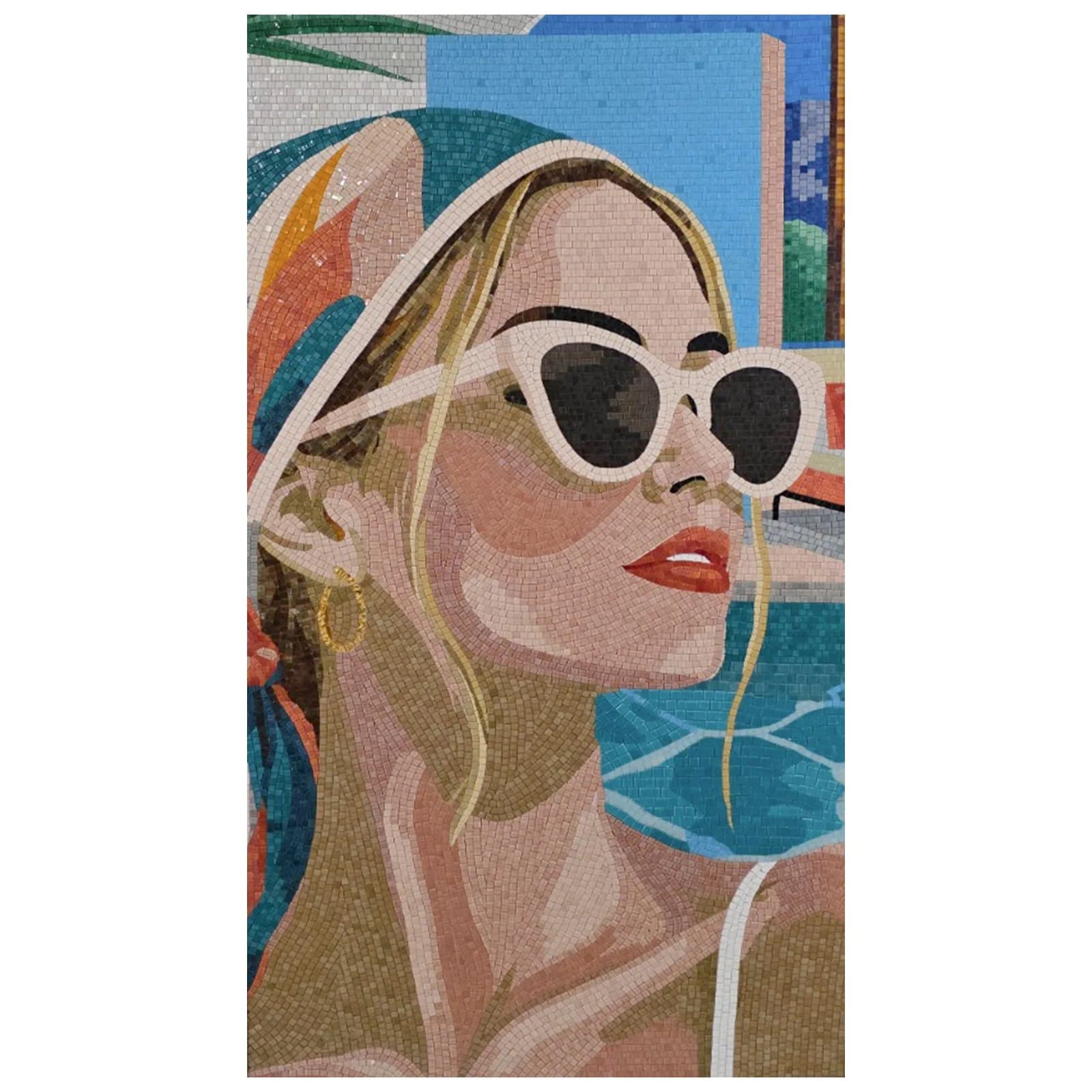 Tablou din mozaic Palm Beach, 110×220 cm
