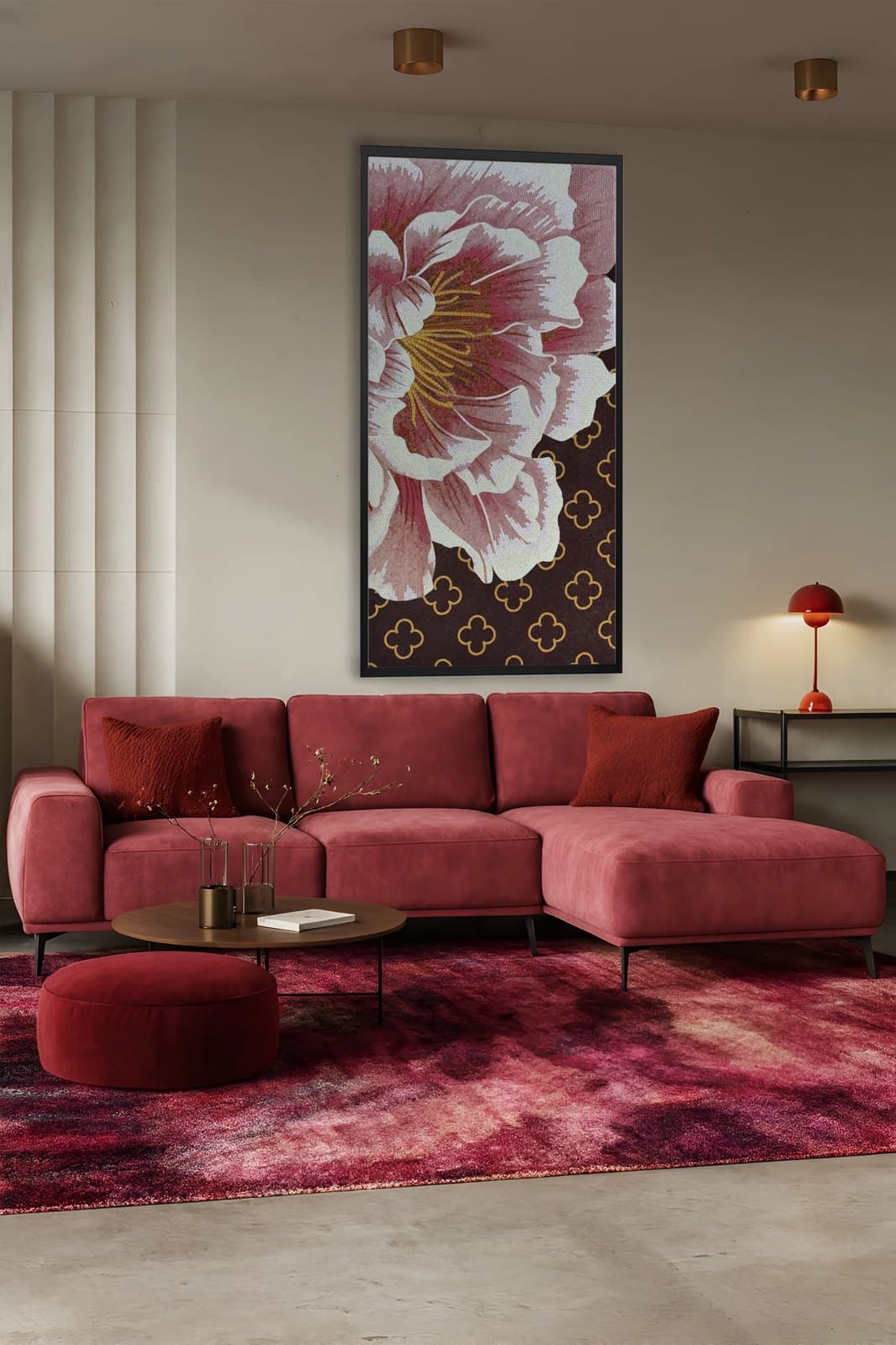 Tablou din mozaic Peonia, 110×220 cm - poza 2