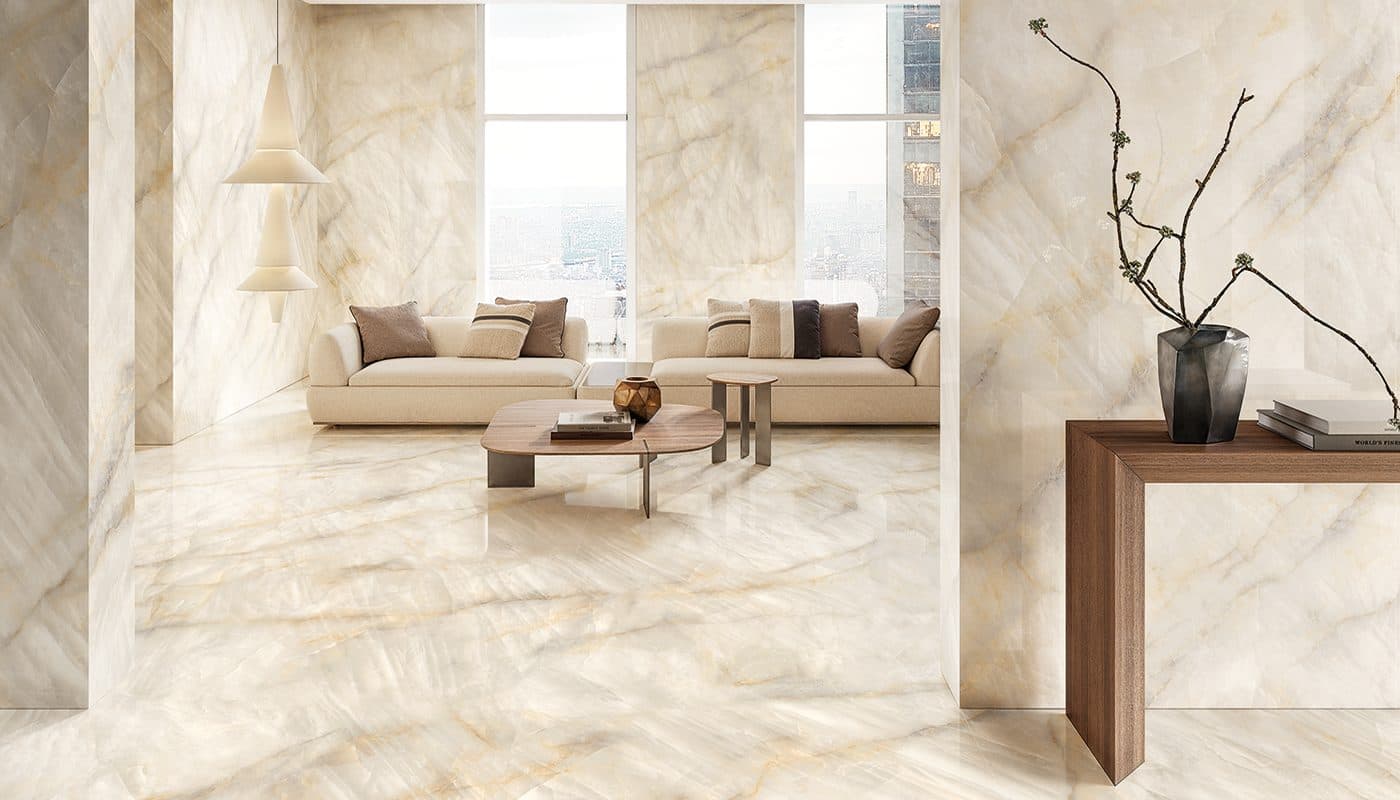 Tele di Marmo Crystal Extra Ivory - montată într-o cameră