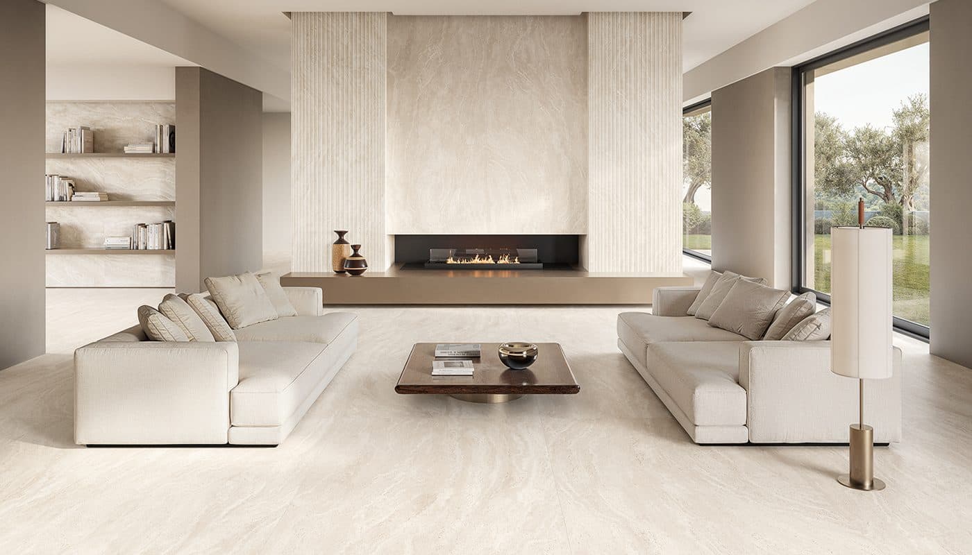 Dual Travertine Roma Magna White - montată într-o cameră
