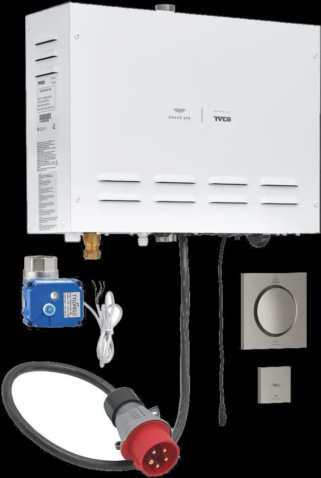 GROHE F digital Deluxe Generator de abur 9,9 kW, cu ieșire de abur și senzor de temperatură - finisaj Oţel inoxidabil - Satin Steel