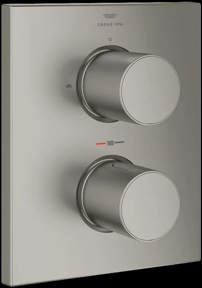GROHE Grohtherm F Elemente de control pentru termostat cu divertor cu două căi integrat - finisaj Oţel inoxidabil - Satin Steel