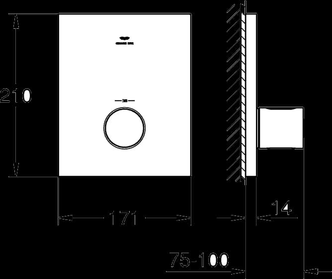 GROHE Grohtherm F Element de control pentru termostat - desen tehnic cu cote