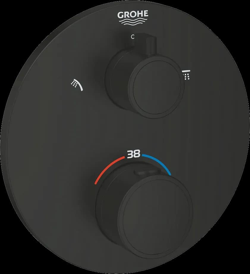 GROHE Grohtherm Unitate de mixare cu termostat pentru duș cu 2 ieșiri cu ventil de închidere/deviere integrat