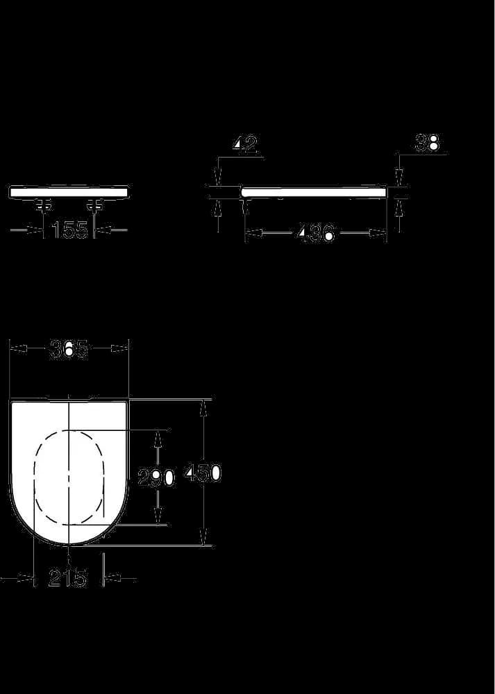 GROHE Euro Ceramic Colac vas WC cu închidere lentă - desen tehnic cu cote