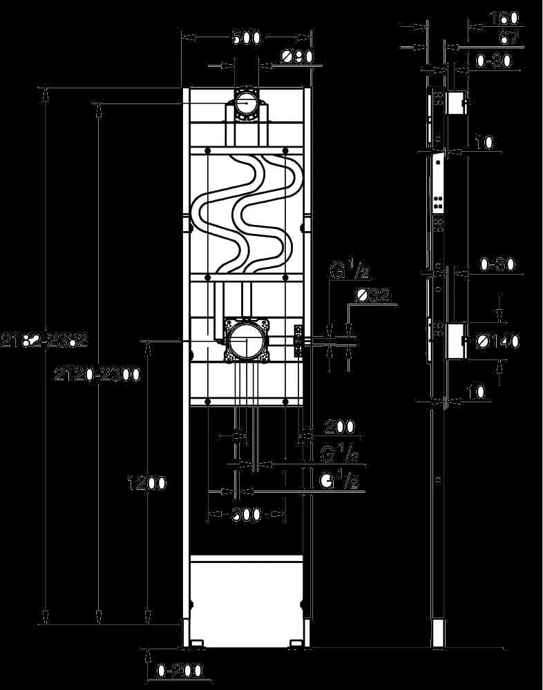GROHE Rapido Shower Frame Cadru pentru duș încastrat duo - desen tehnic cu cote