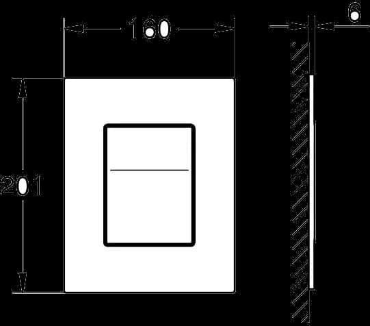 GROHE Arena Aqua Tiles Clapetă de acționare cu tehnologie Silk Motion - desen tehnic cu cote