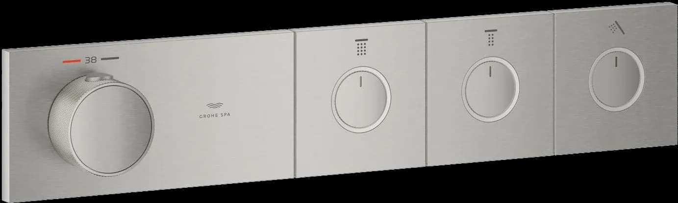 GROHE Grohtherm Aqua Tiles Unitate de control cu termostat pentru instalare încastrată cu 3 ieșiri - finisaj Supersteel Infinity