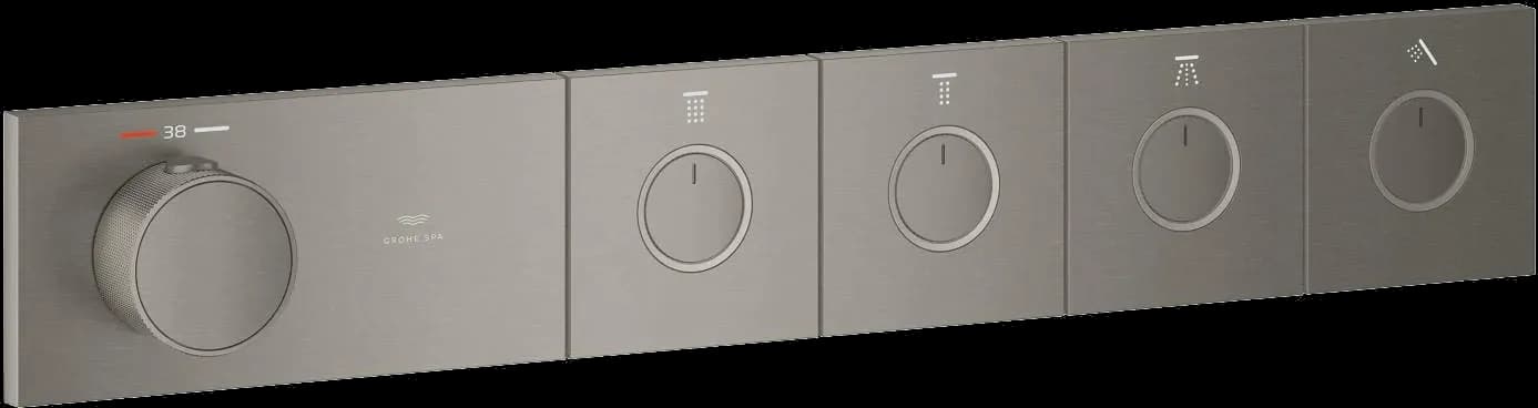 GROHE Grohtherm Aqua Tiles Termostat pentru montaj încastrat, cu 4 robinete - finisaj Antracit - Brushed Hard Graphite
