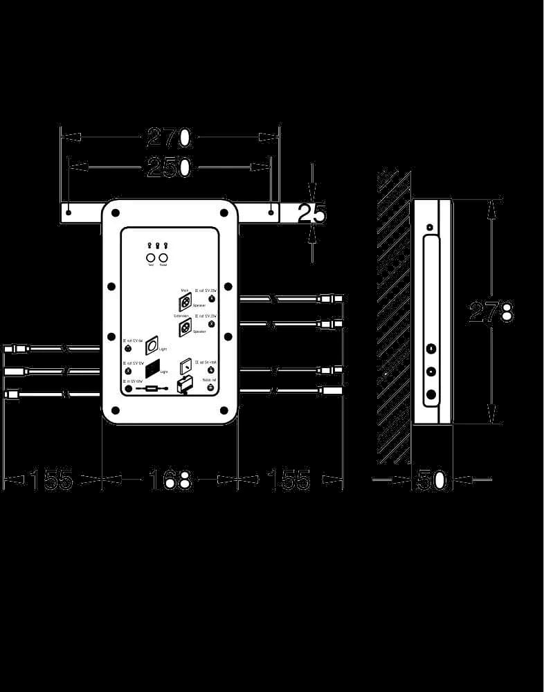 GROHE F digital Deluxe Unitate de bază 5.0 cu Bluetooth (BCU BT V5.0) - desen tehnic cu cote