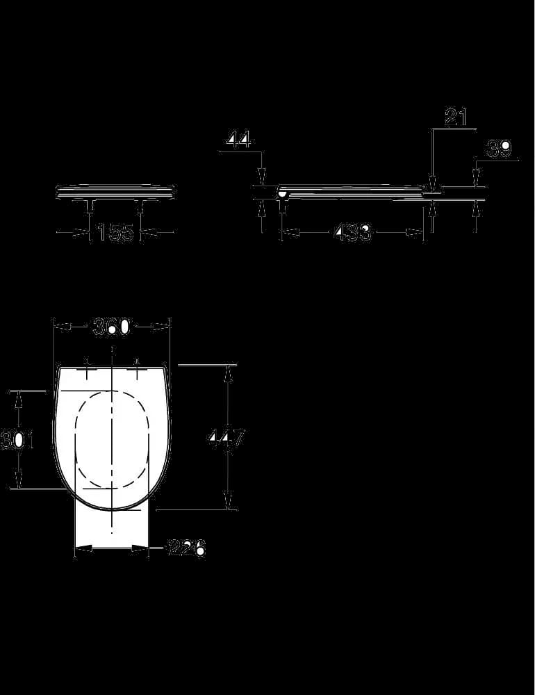 GROHE Bau Ceramic Capac WC subțire - desen tehnic cu cote