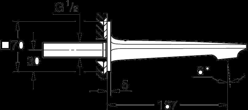 GROHE Allure Pipă cadă, 1/2" - desen tehnic cu cote