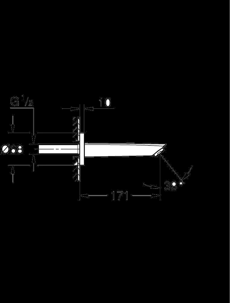 GROHE Eurosmart Pipă cadă - desen tehnic cu cote
