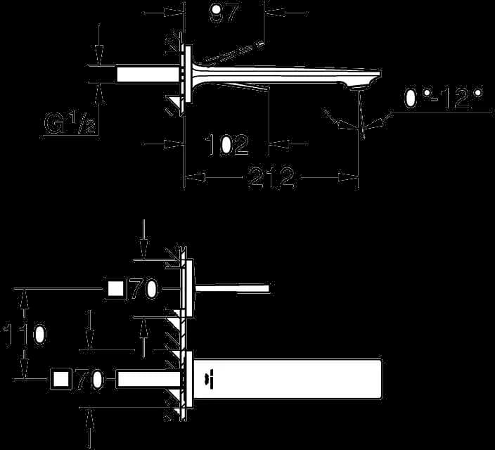 GROHE Allure Baterie lavoar cu 2 găuri Mărimea M - desen tehnic cu cote