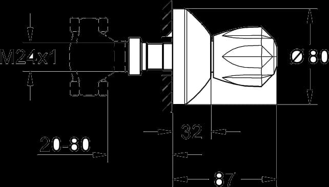 GROHE Atlanta Element aparent ventil încastrat - desen tehnic cu cote