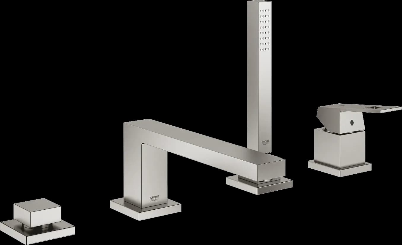 GROHE Eurocube Baterie cadă monocomandă cu 4 găuri - finisaj Supersteel Infinity